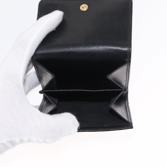 CHANEL COCO Mark Wallet Caviar Skin Black Gold CC Auth ka1729V