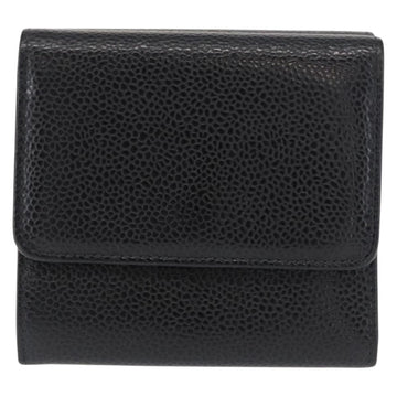 CHANEL COCO Mark Wallet Caviar Skin Black Gold CC Auth ka1729V - 0