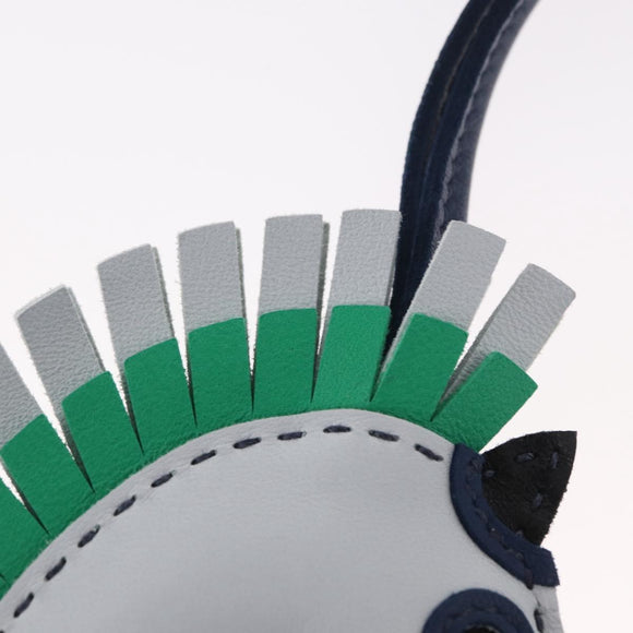 HERMES ZZ Camayil Anjomilo Charm Leather Light Blue Auth ka1731M