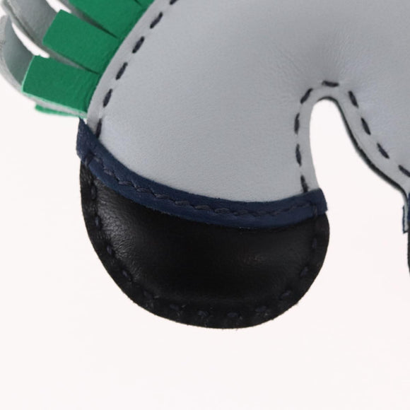 HERMES ZZ Camayil Anjomilo Charm Leather Light Blue Auth ka1731M