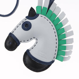 HERMES ZZ Camayil Anjomilo Charm Leather Light Blue Auth ka1731M - 0