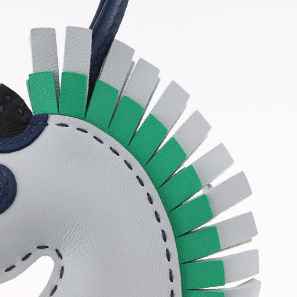 HERMES ZZ Camayil Anjomilo Charm Leather Light Blue Auth ka1731M