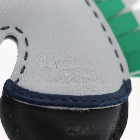 HERMES ZZ Camayil Anjomilo Charm Leather Light Blue Auth ka1731M