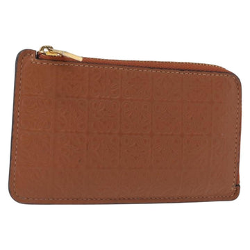 LOEWE Anagram Coin Purse Leather Brown Auth ka1732M