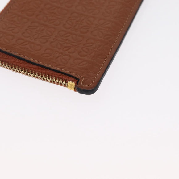 LOEWE Anagram Coin Purse Leather Brown Auth ka1732M