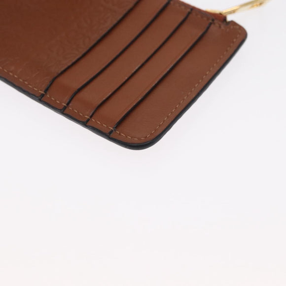 LOEWE Anagram Coin Purse Leather Brown Auth ka1732M