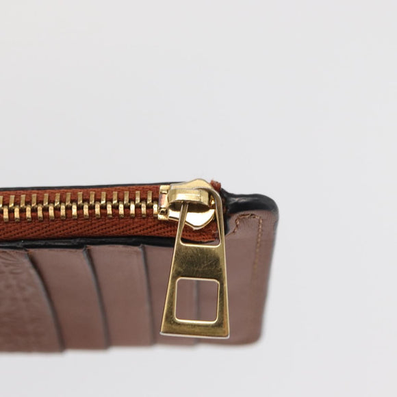 LOEWE Anagram Coin Purse Leather Brown Auth ka1732M