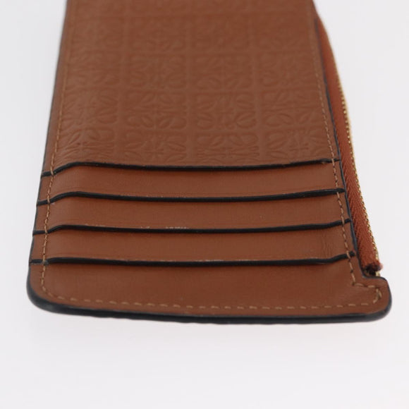 LOEWE Anagram Coin Purse Leather Brown Auth ka1732M