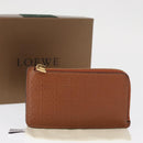 LOEWE Anagram Coin Purse Leather Brown Auth ka1732M-12