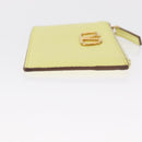 VALENTINO Coin Purse Leather Gold Yellow Auth ka1733-3
