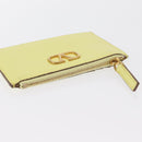 VALENTINO Coin Purse Leather Gold Yellow Auth ka1733-5