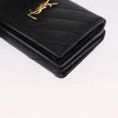 SAINT LAURENT Trifold Wallet Leather Black Gold Auth ka1736V-9