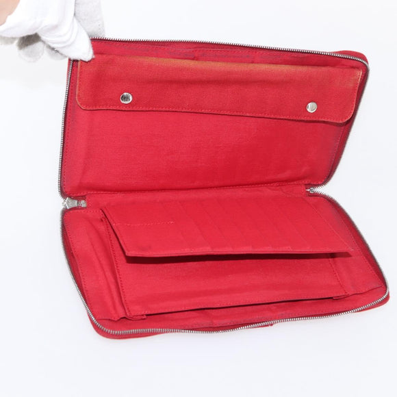 LOUIS VUITTON Hermes Epi Wallet Canvas 2 Set Red Green LV Auth ka174