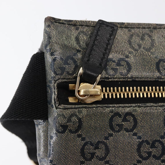 GUCCI GG Crystal Heuptas Gecoat Canvas Zwart Goud 28566 Auth ka1745
