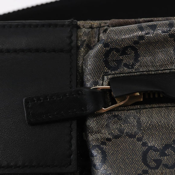 GUCCI GG Crystal Heuptas Gecoat Canvas Zwart Goud 28566 Auth ka1745