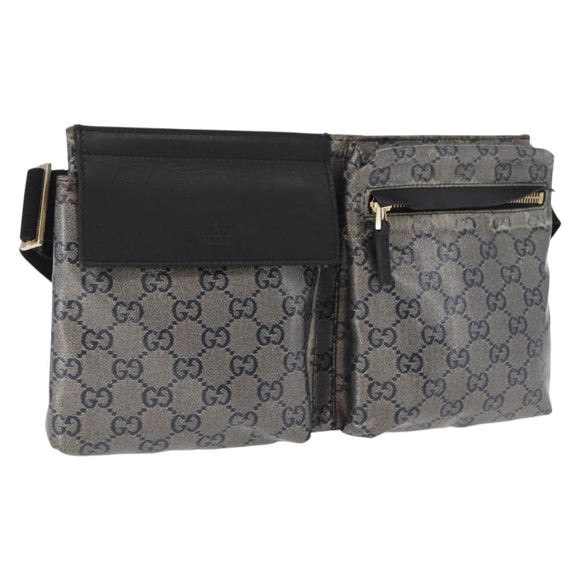 GUCCI GG Crystal Heuptas Gecoat Canvas Zwart Goud 28566 Auth ka1745