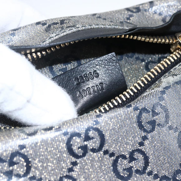 GUCCI GG Crystal Heuptas Gecoat Canvas Zwart Goud 28566 Auth ka1745