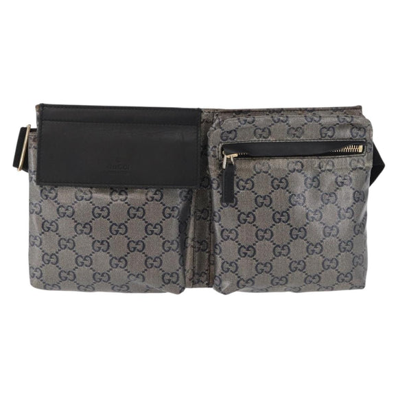 GUCCI GG Crystal Heuptas Gecoat Canvas Zwart Goud 28566 Auth ka1745