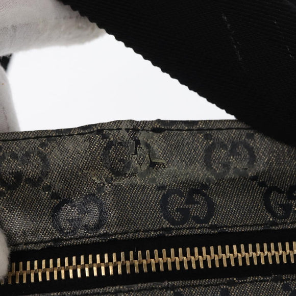 GUCCI GG Crystal Heuptas Gecoat Canvas Zwart Goud 28566 Auth ka1745