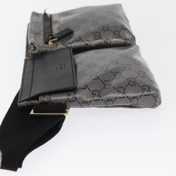 GUCCI GG Crystal Heuptas Gecoat Canvas Zwart Goud 28566 Auth ka1745