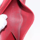 HERMES Bean Wallet Leather Red Auth ka175-12