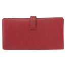 HERMES Bean Wallet Leather Red Auth ka175-2