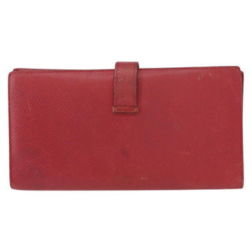 HERMES Bean Wallet Leather Red Auth ka175 - 0