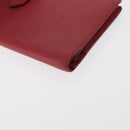 HERMES Bean Wallet Leather Red Auth ka175-14