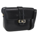 CELINE Horse Carriage Shoulder Bag Leather Black Gold Auth ka1751-1