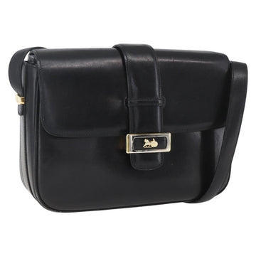 CELINE Horse Carriage Shoulder Bag Leather Black Gold Auth ka1751