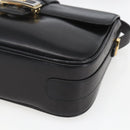 CELINE Horse Carriage Shoulder Bag Leather Black Gold Auth ka1751-9