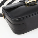 CELINE Horse Carriage Shoulder Bag Leather Black Gold Auth ka1751-14