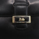 CELINE Horse Carriage Shoulder Bag Leather Black Gold Auth ka1751-17