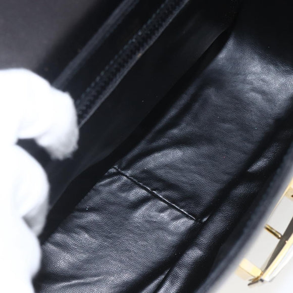 CELINE Horse Carriage Shoulder Bag Leather Black Gold Auth ka1751