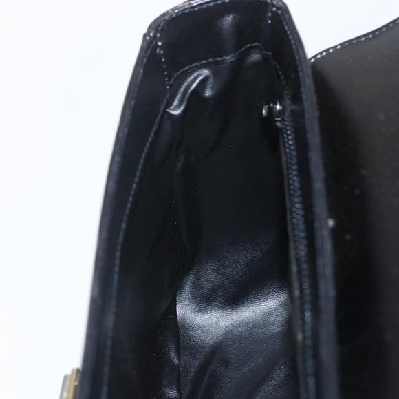 CELINE Horse Carriage Shoulder Bag Leather Black Gold Auth ka1751