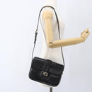 CELINE Horse Carriage Shoulder Bag Leather Black Gold Auth ka1751-22