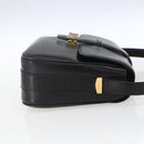 CELINE Horse Carriage Shoulder Bag Leather Black Gold Auth ka1751-4