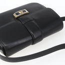 CELINE Horse Carriage Shoulder Bag Leather Black Gold Auth ka1751-6