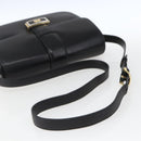 CELINE Horse Carriage Shoulder Bag Leather Black Gold Auth ka1751-7
