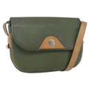 Christian Dior Shoulder Bag Leather Khaki Gold Auth ka1753-1