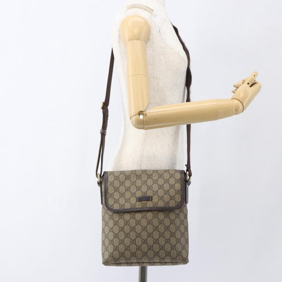 GUCCI GG Supreme Shoulder Bag PVC Leather Beige Gold 223666 Auth ka1755