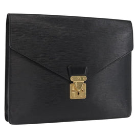LOUIS VUITTON Epi Porte Documents Senateur Briefcase Black M54452 LV Auth ka1760