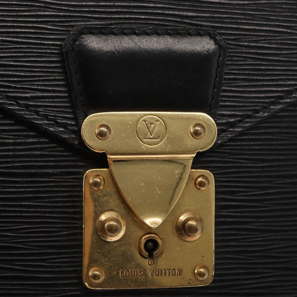 LOUIS VUITTON Epi Porte Documents Senateur Briefcase Black M54452 LV Auth ka1760