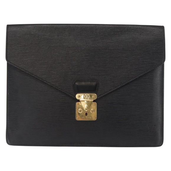 LOUIS VUITTON Epi Porte Documents Senateur Briefcase Black M54452 LV Auth ka1760