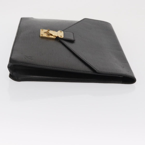 LOUIS VUITTON Epi Porte Documents Senateur Briefcase Black M54452 LV Auth ka1760