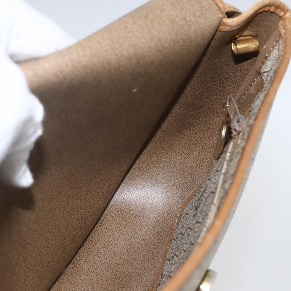 Christian Dior Honeycomb Canvas Shoulder Bag Beige Gold Auth ka1775