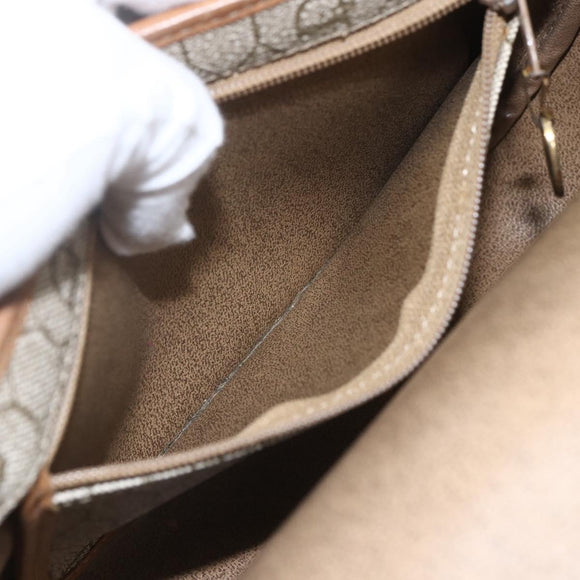 Christian Dior Honeycomb Canvas Shoulder Bag Beige Gold Auth ka1775