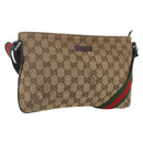 GUCCI GG Canvas Web Sherry Line Shoulder Bag Beige Red Green 189749 Auth ka1776-1