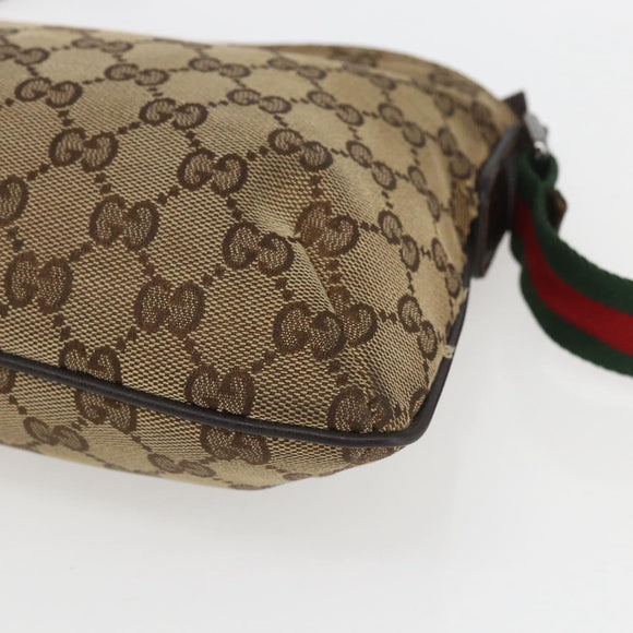 GUCCI GG Canvas Web Sherry Line Shoulder Bag Beige Red Green 189749 Auth ka1776