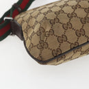 GUCCI GG Canvas Web Sherry Line Shoulder Bag Beige Red Green 189749 Auth ka1776-11